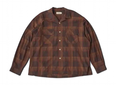 SEDAN ALL-PURPOSE Madras Plaid Open Collar Shirt "Brown Burgundy"
