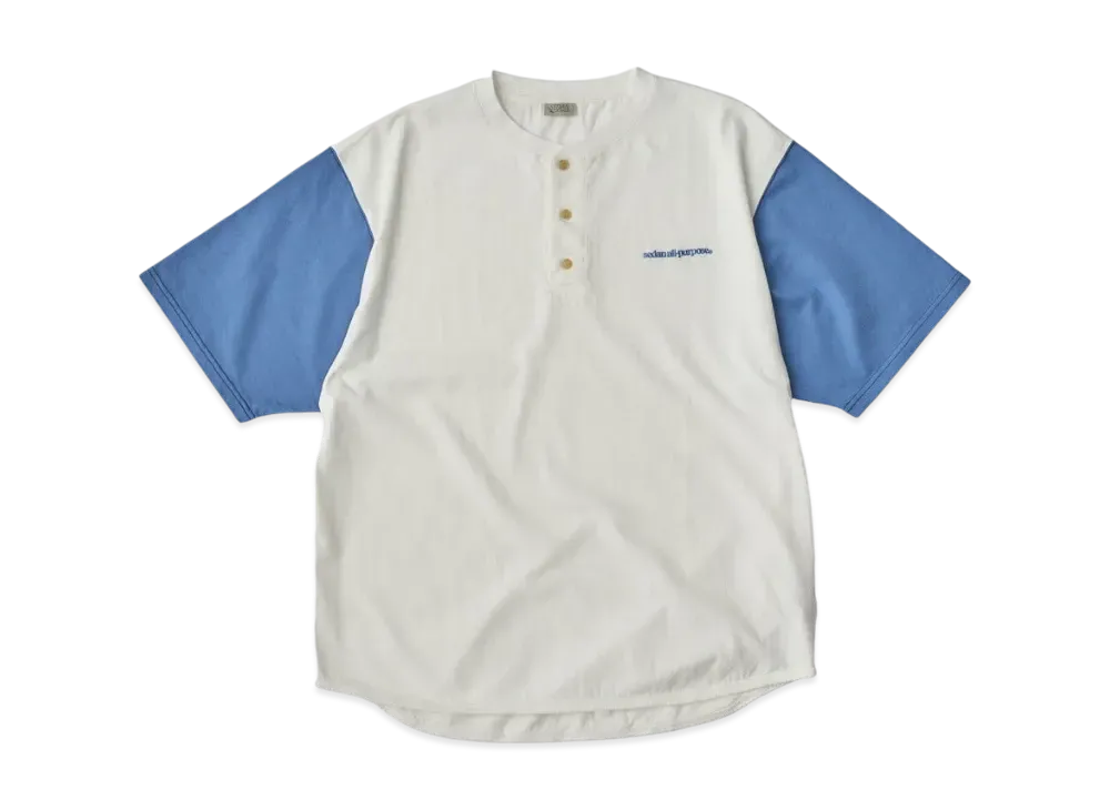 SEDAN ALL-PURPOSE Henleyneck Baseball Tee "Off Blue"