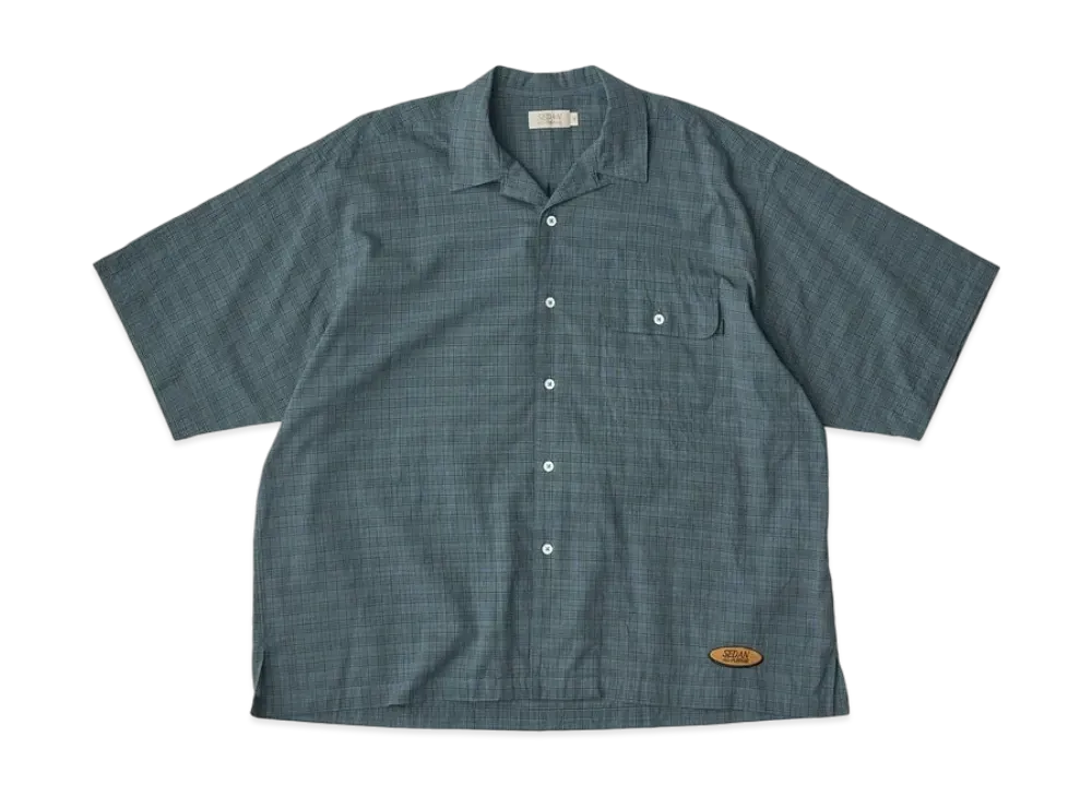 SEDAN ALL-PURPOSE x 7th Delivery Dobby Plaid Open Collar S/S Shirt "Blue Grey"