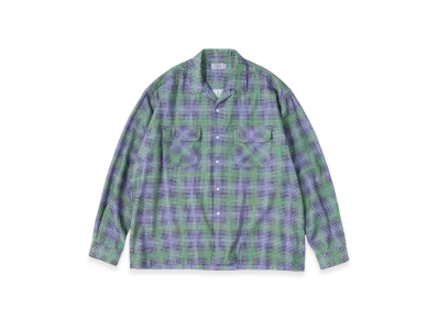 SEDAN ALL-PURPOSE Printed Plaid Flannel Open Collar Shirt "Green"