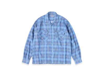 SEDAN ALL-PURPOSE Printed Plaid Flannel Open Collar Shirt "Blue"