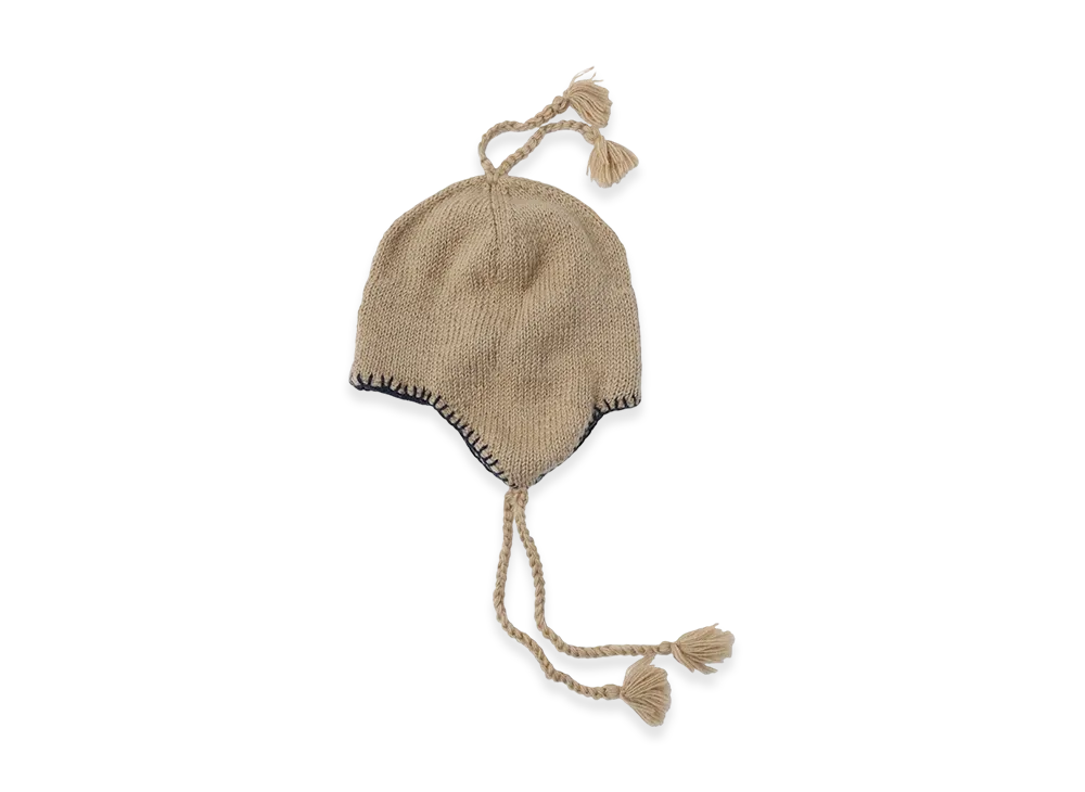 SEDAN ALL-PURPOSE Hand Knit Ear Flap Beanie "Khaki"