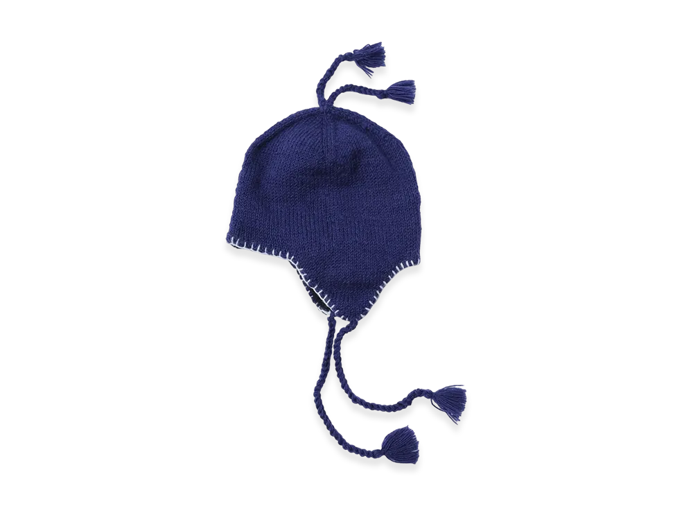 SEDAN ALL-PURPOSE Hand Knit Ear Flap Beanie "Navy"