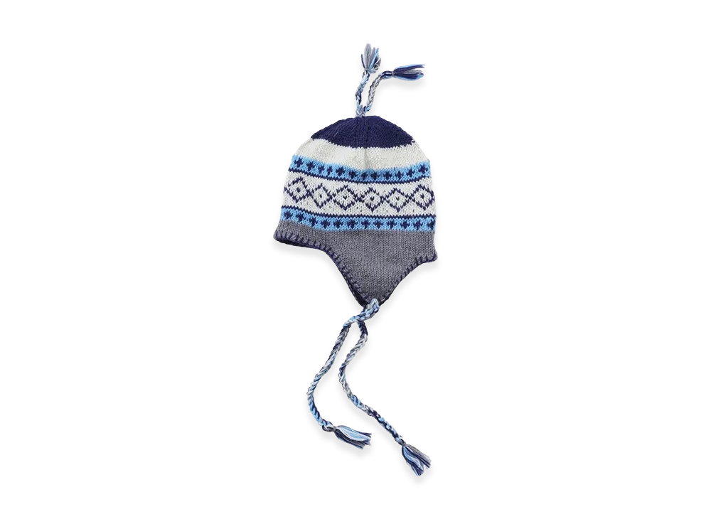 SEDAN ALL-PURPOSE Hand Knit Ear Flap Beanie "Off/Navy"