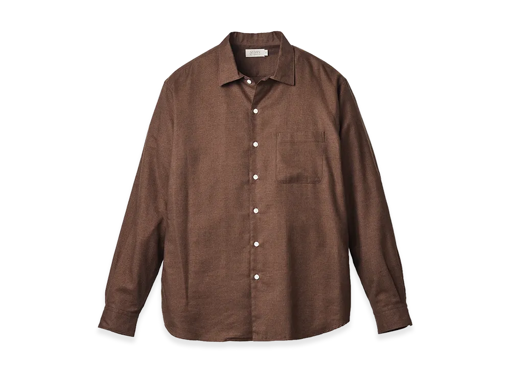 SEDAN ALL-PURPOSE Micro Plaid Open Collar Shirt "Brown"