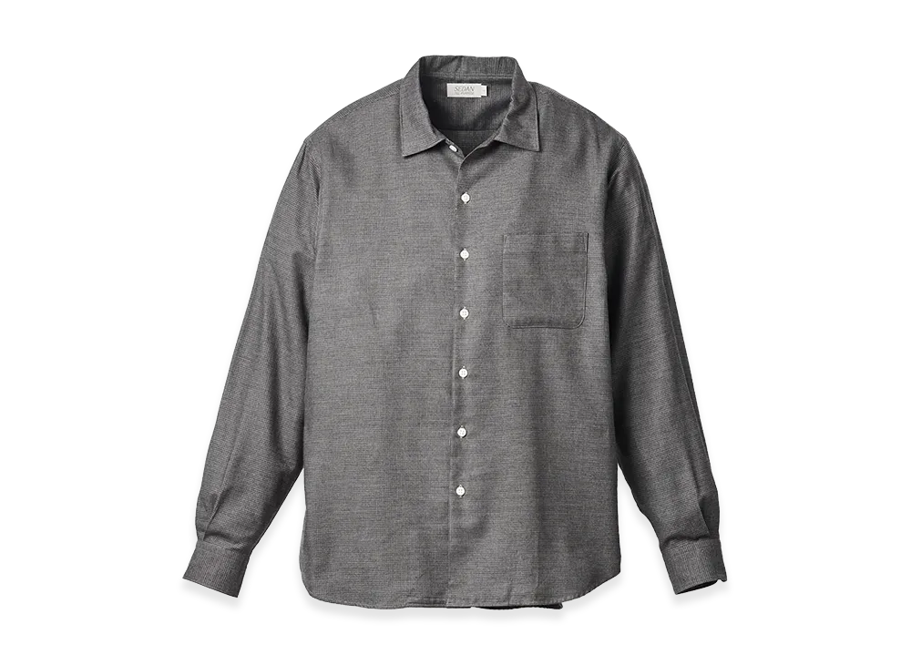 SEDAN ALL-PURPOSE Micro Plaid Open Collar Shirt "Grey"
