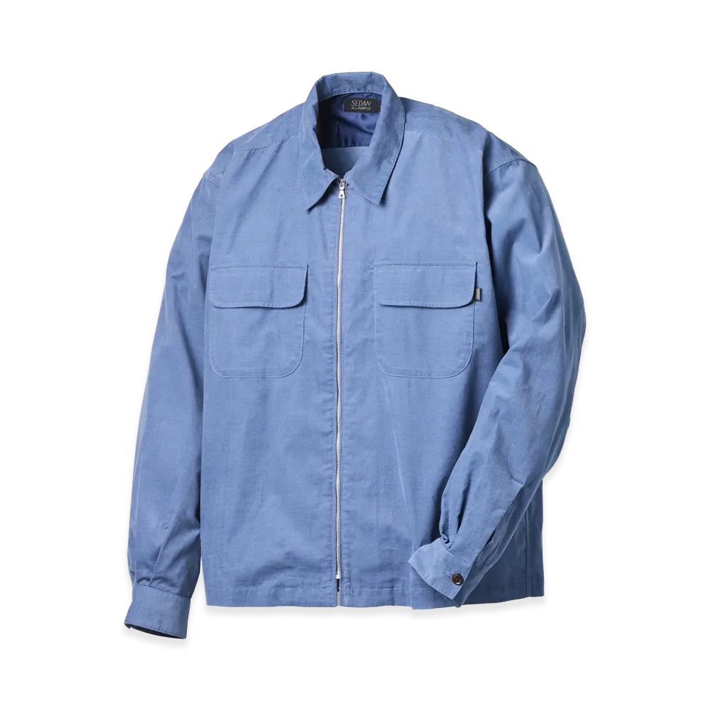 SEDAN ALL-PURPOSE Micro Corduroy Full Zip Shirts "Slate Blue"