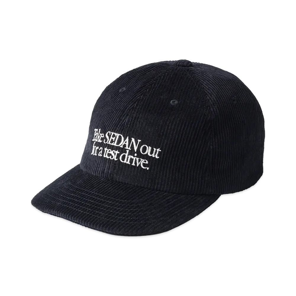 SEDAN ALL-PURPOSE Leather Strap Corduroy Cap "Black"