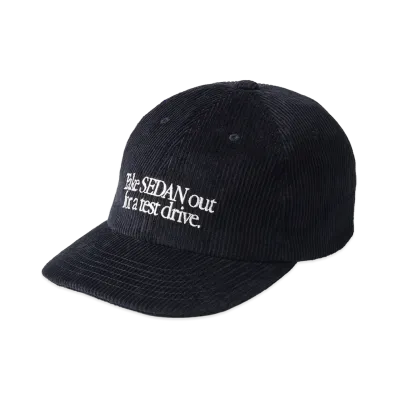 SEDAN ALL-PURPOSE Leather Strap Corduroy Cap "Black"