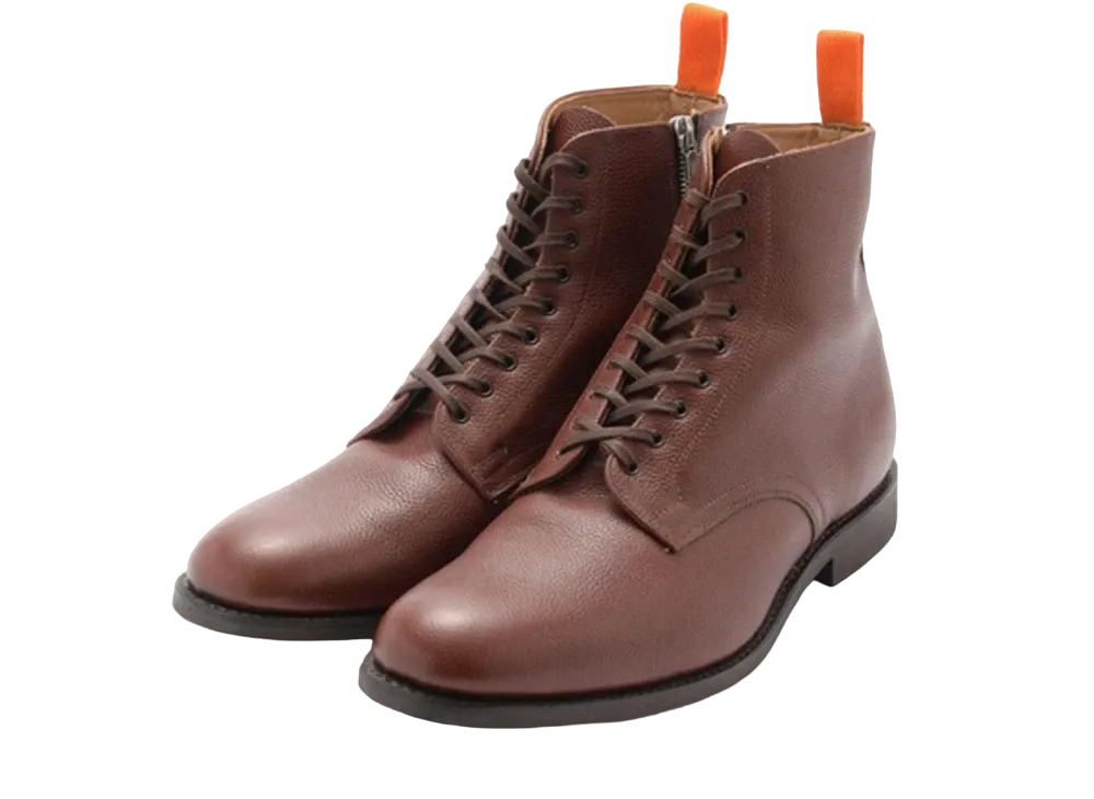 SANDERS x SOPHNET. Derby Zip Boots Grain Leather "Brown"