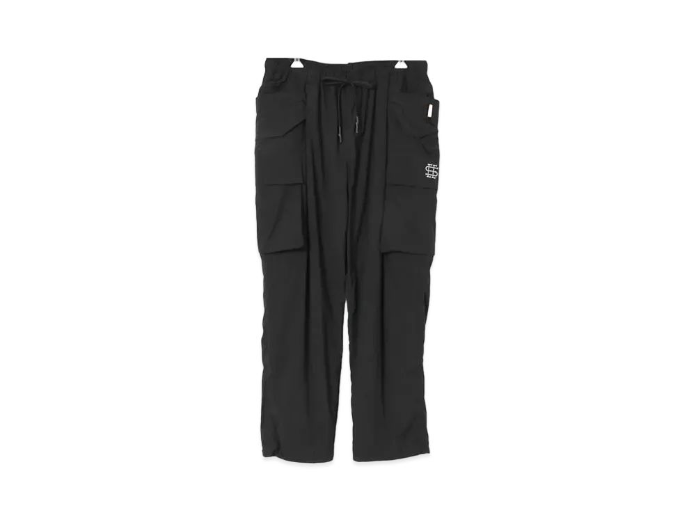 SEE SEE Wide Nylon Cargo Pants w/Drawstrings "Black"