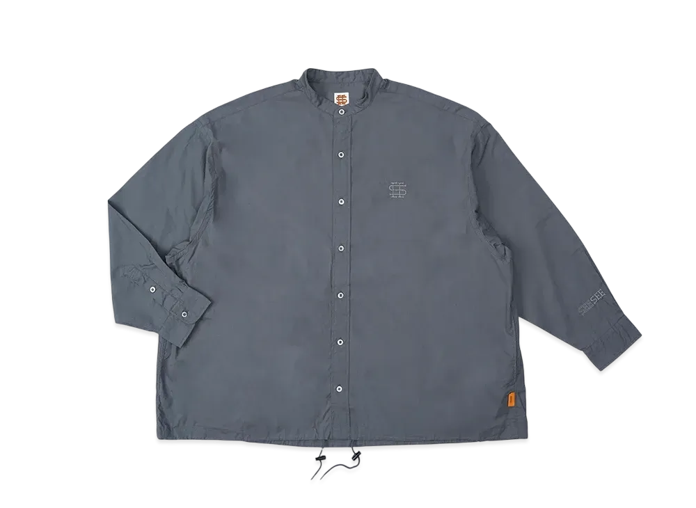 SEE SEE x LIVIN' & GROUND FLOOR MACAU Stand Collar Shirt "Charcoal"