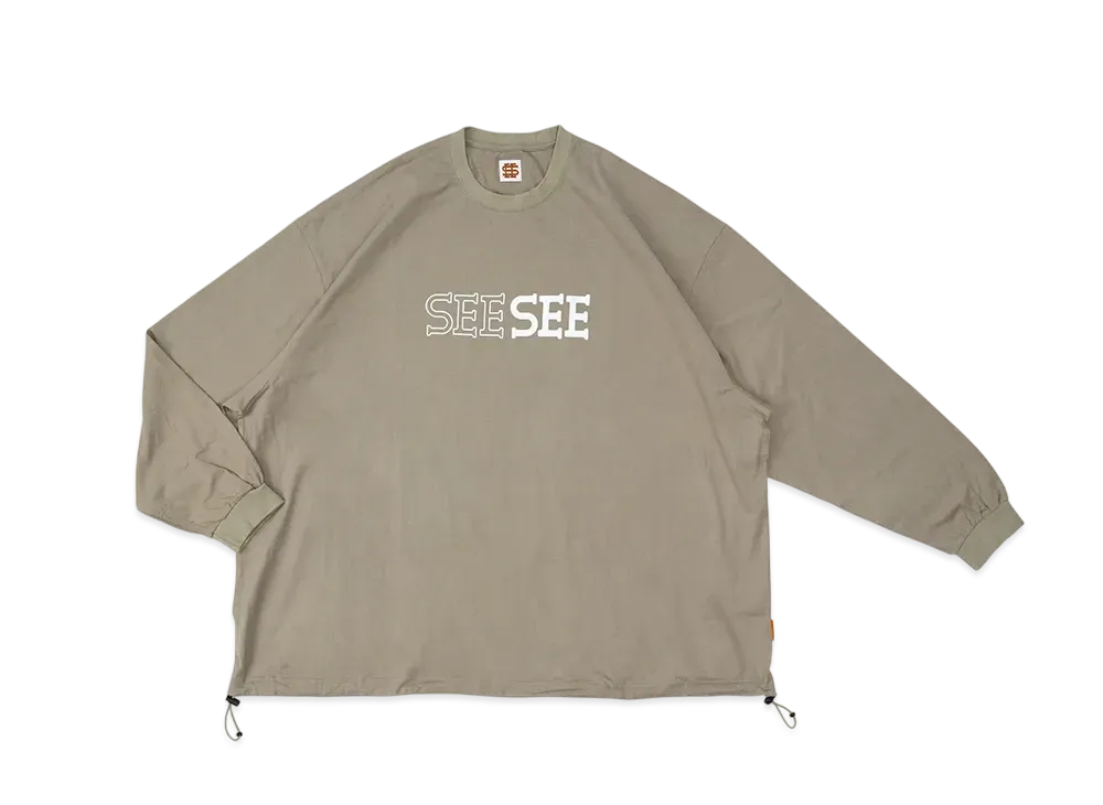 SEE SEE x LIVIN' & GROUND FLOOR MACAU Super Big Flat LS Tee W Drawstrings "Moss"