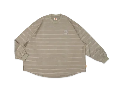 SEE SEE x LIVIN' & GROUND FLOOR MACAU Super Big Round LS Double Stripe Tee "Moss"