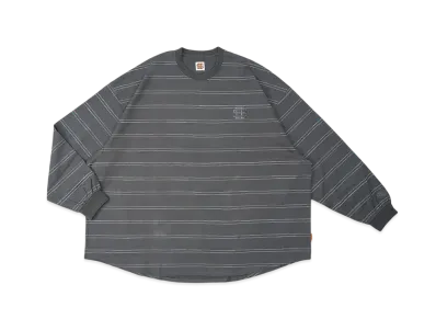 SEE SEE x LIVIN' & GROUND FLOOR MACAU Super Big Round LS Double Stripe Tee "Charcoal"