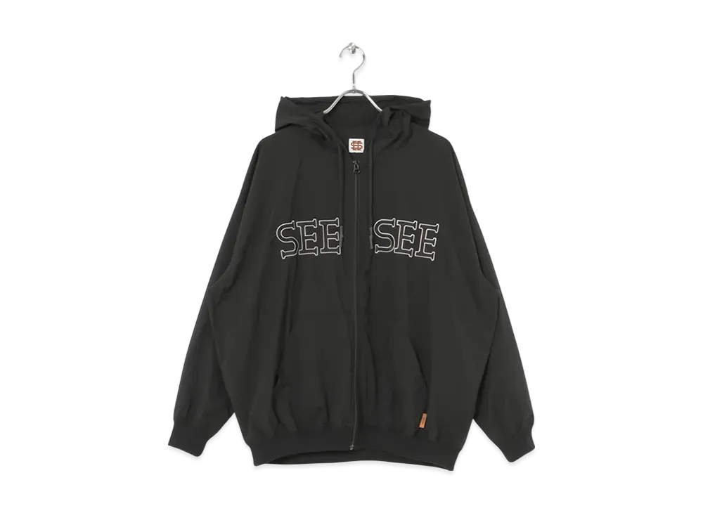 SEE SEE Nylon Full Zip Hoodie "Black"