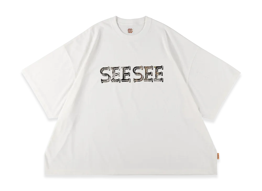 SEE SEE Super Big Flat Tech Tee Tree Camo Logo "White"