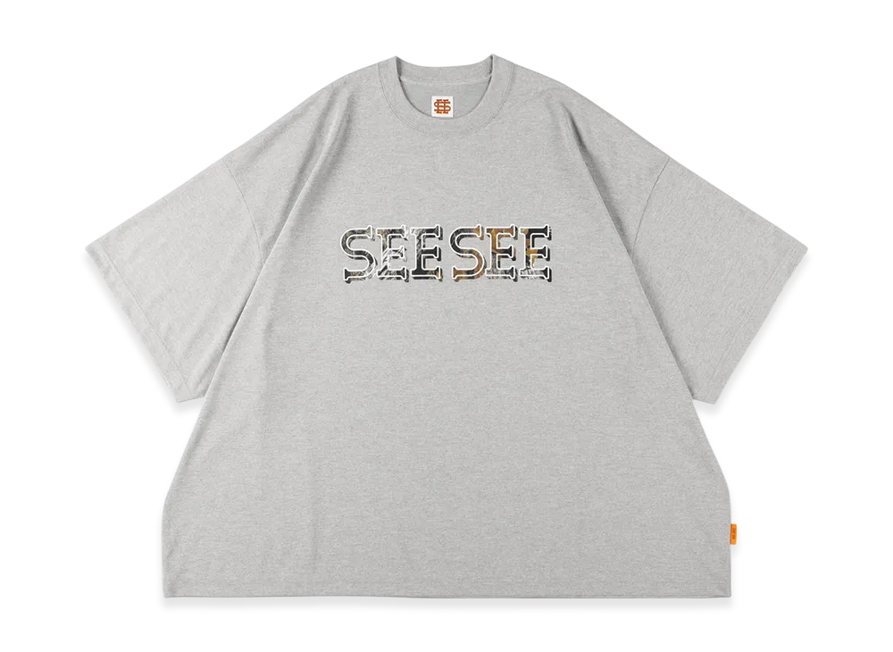 SEE SEE Super Big Flat Tech Tee Tree Camo Logo "Grey"
