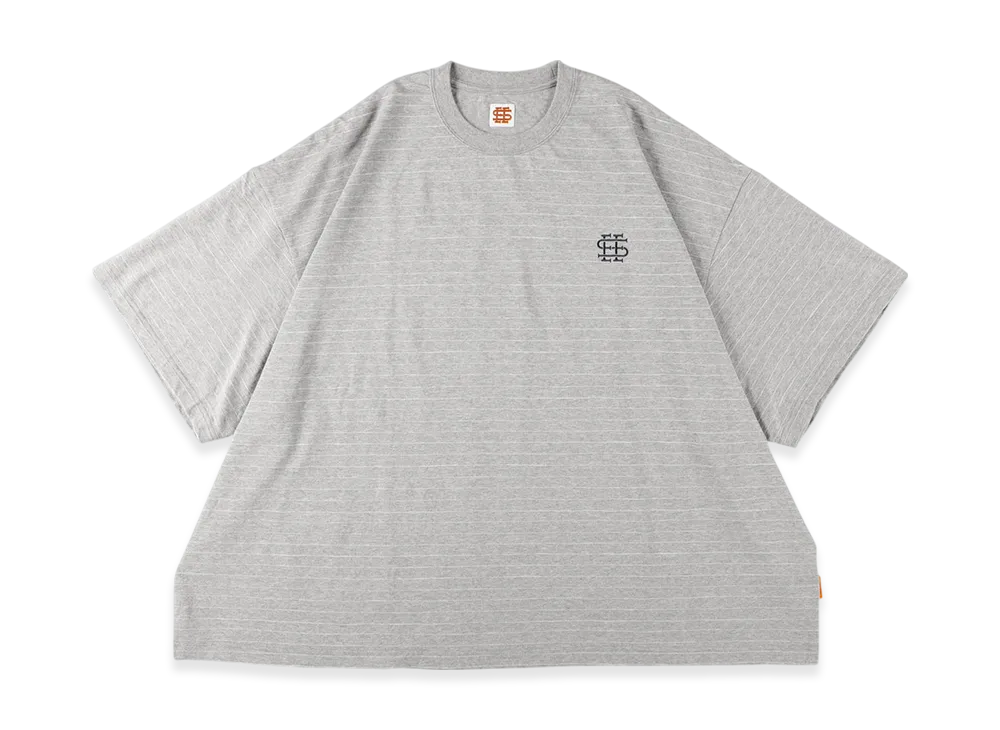 SEE SEE Super Big Flat Reflector Stripe Tee "Grey / Navy"