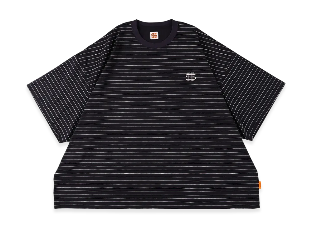 SEE SEE Super Big Flat Reflector Stripe Tee "Navy / White"