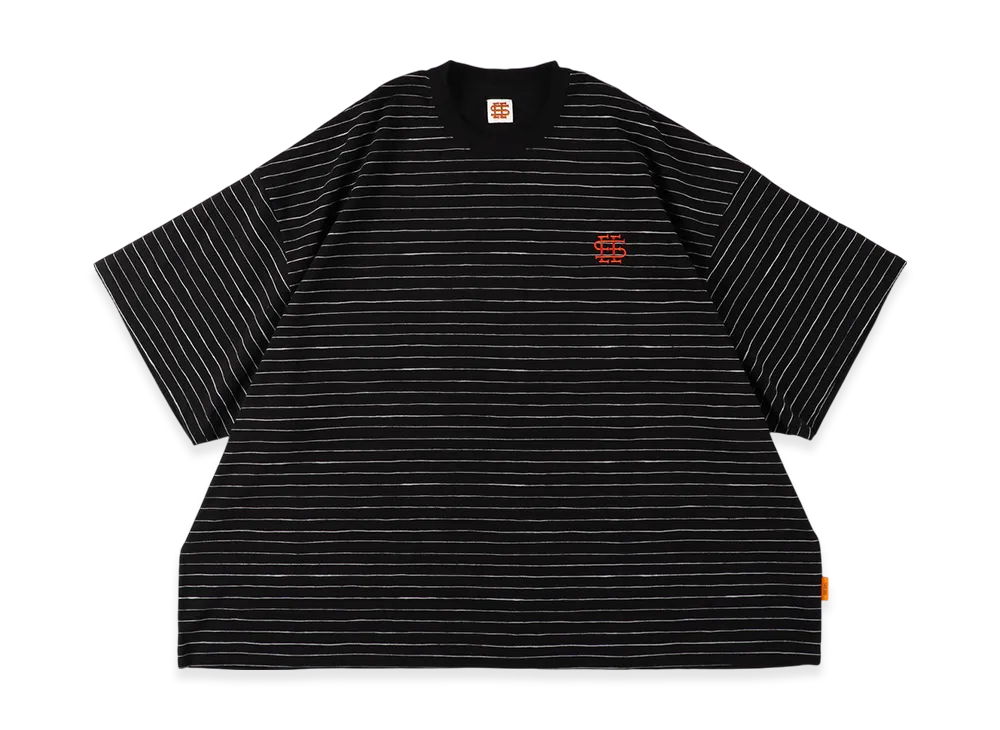 SEE SEE Super Big Flat Reflector Stripe Tee "Black / Orange"