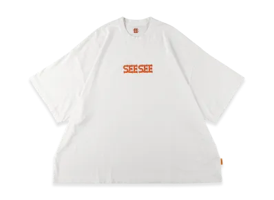 SEE SEE Super Big Flat Tee Official Font Logo "White"