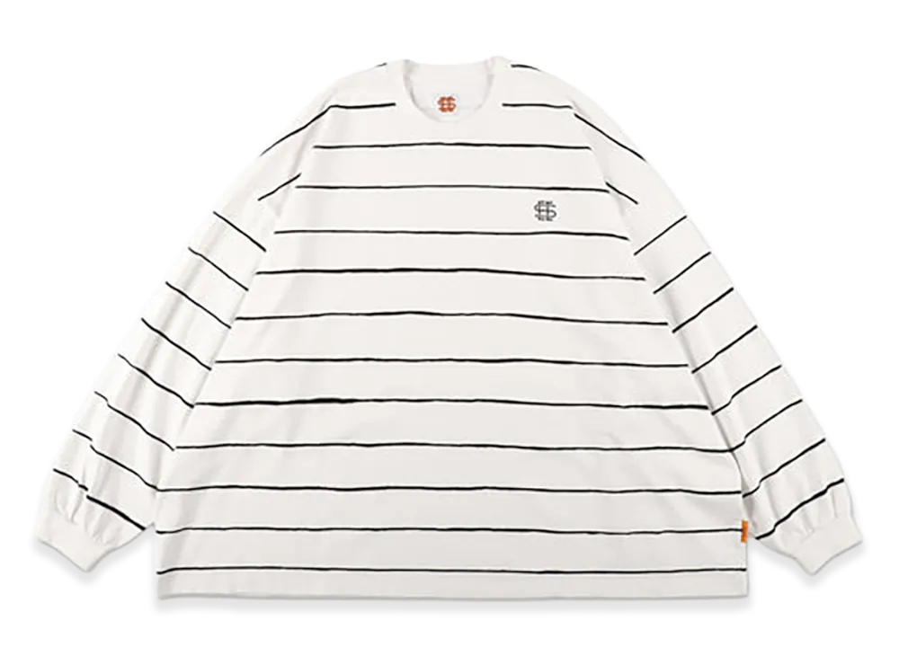 SEE SEE Super Big LS Flat Boarder Tee (Type 2) "White/Black"