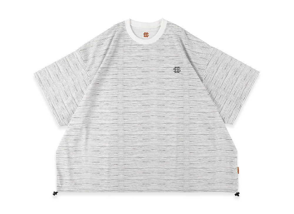 SEE SEE Super Big Border SS W/Drawstrings Tee "White"