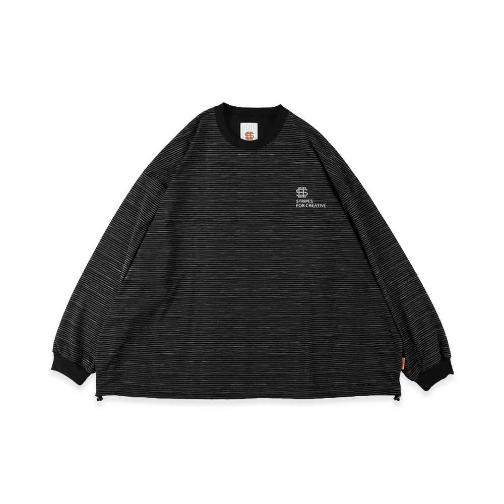 SEE SEE x S.F.C Super Big LS Border Tech Tee W Drawstrings "Black/White"