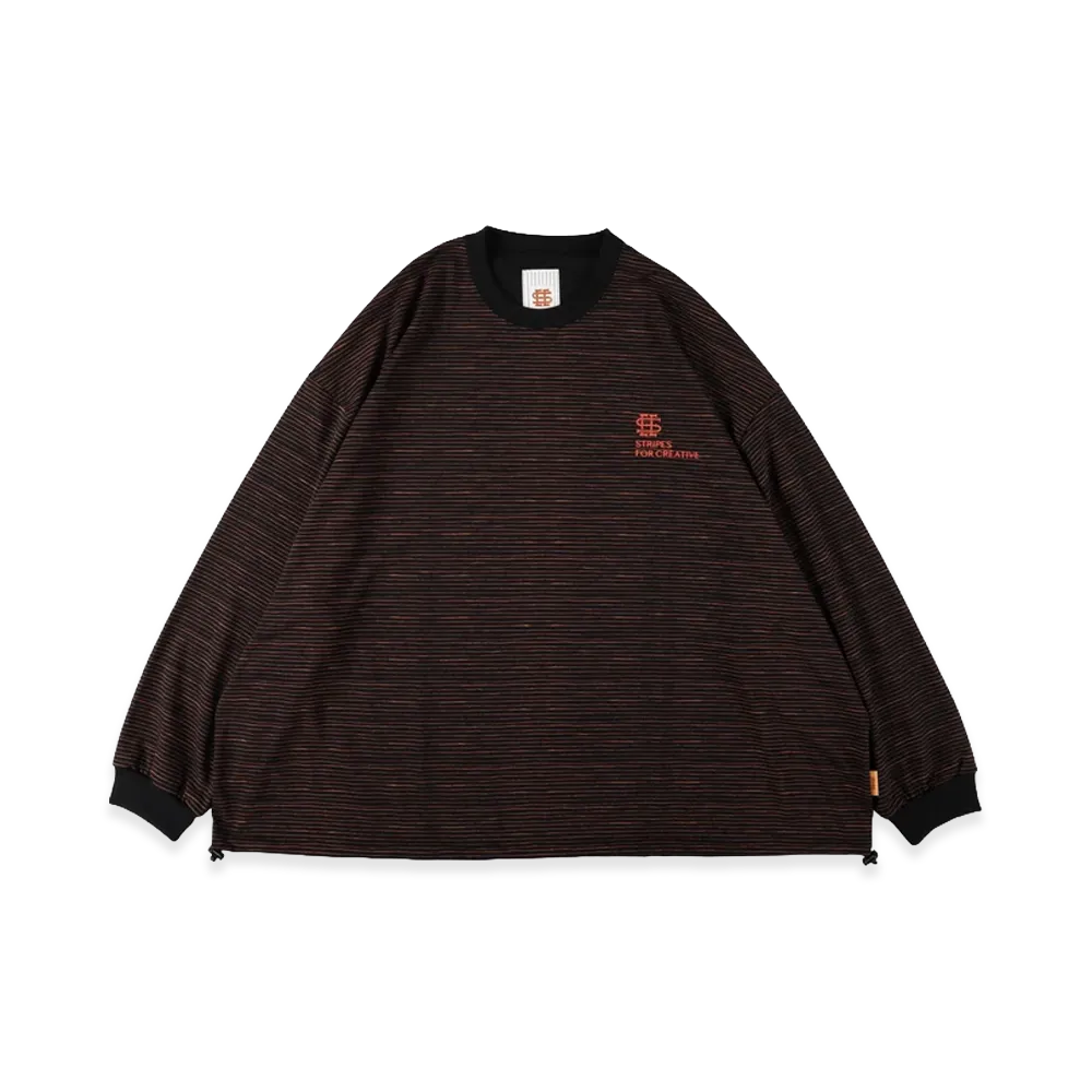 SEE SEE x S.F.C Super Big LS Border Tech Tee W Drawstrings "Black/Orange"