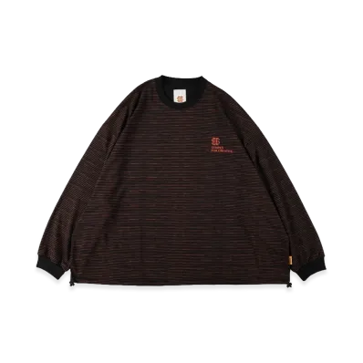 SEE SEE x S.F.C Super Big LS Border Tech Tee W Drawstrings "Black/Orange"