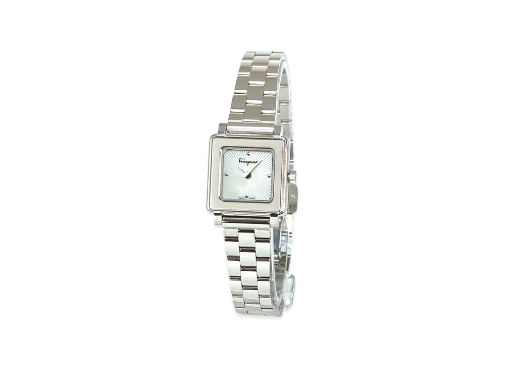 Salvatore Ferragamo Women's Square "Silver/White Shell"