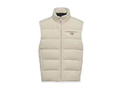 PRADA Cropped Corduroy Down Vest "Chalk White"