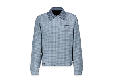 PRADA Wool Check Blouson Jacket "Blue"