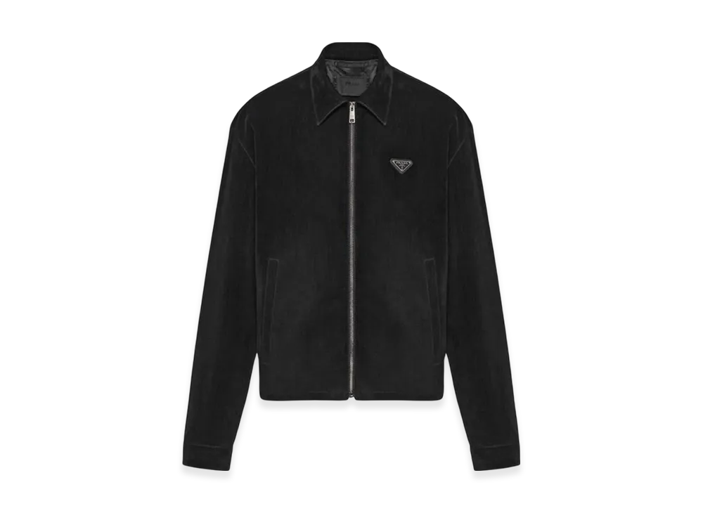 PRADA Velvet Denim Blouson Jacket "Black"