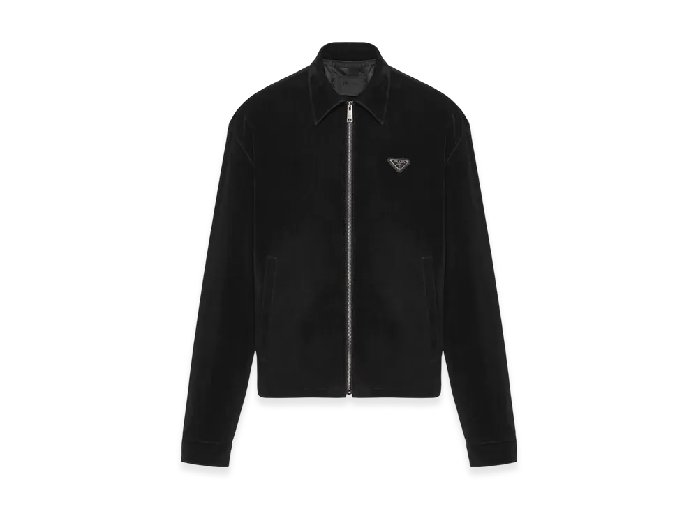 PRADA Velvet Denim Blouson Jacket "Black"