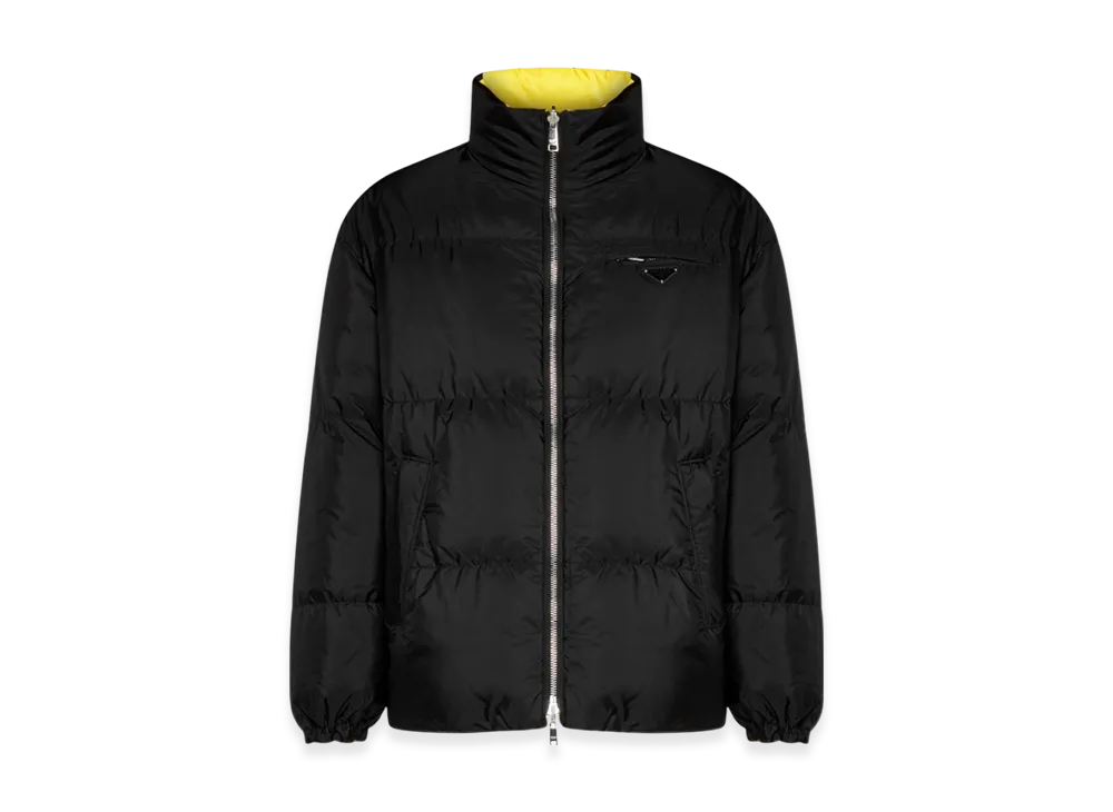 PRADA Mid Length Re-Nylon Reversible Down Jacket "Black/Yellow"