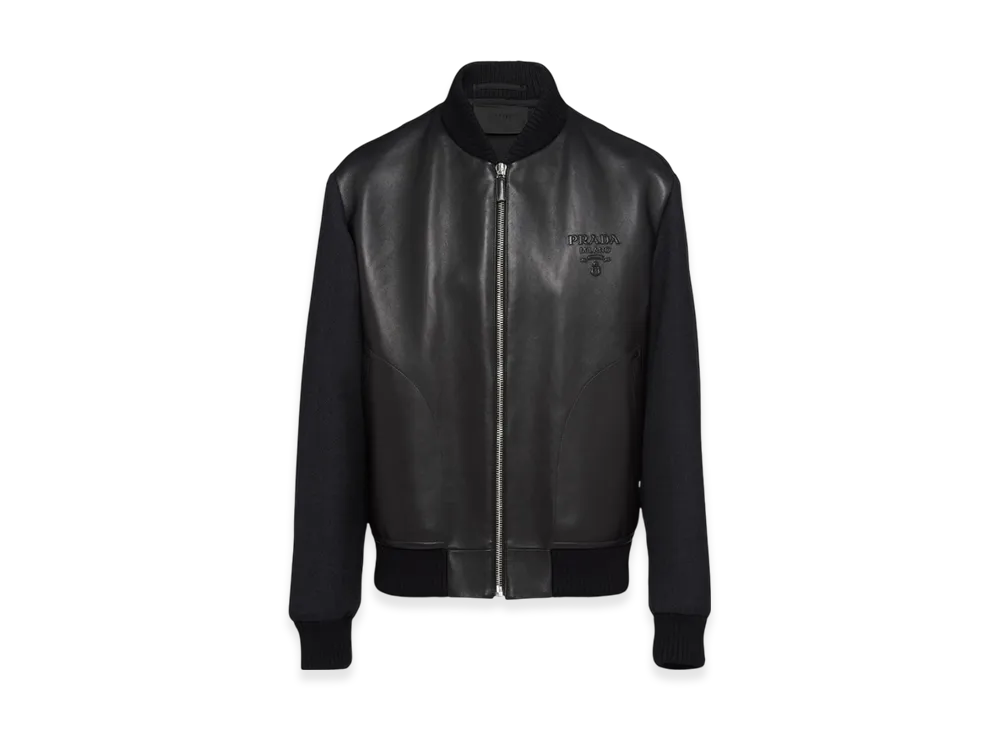 PRADA Wool Leather Blouson "Anthracite Gray"