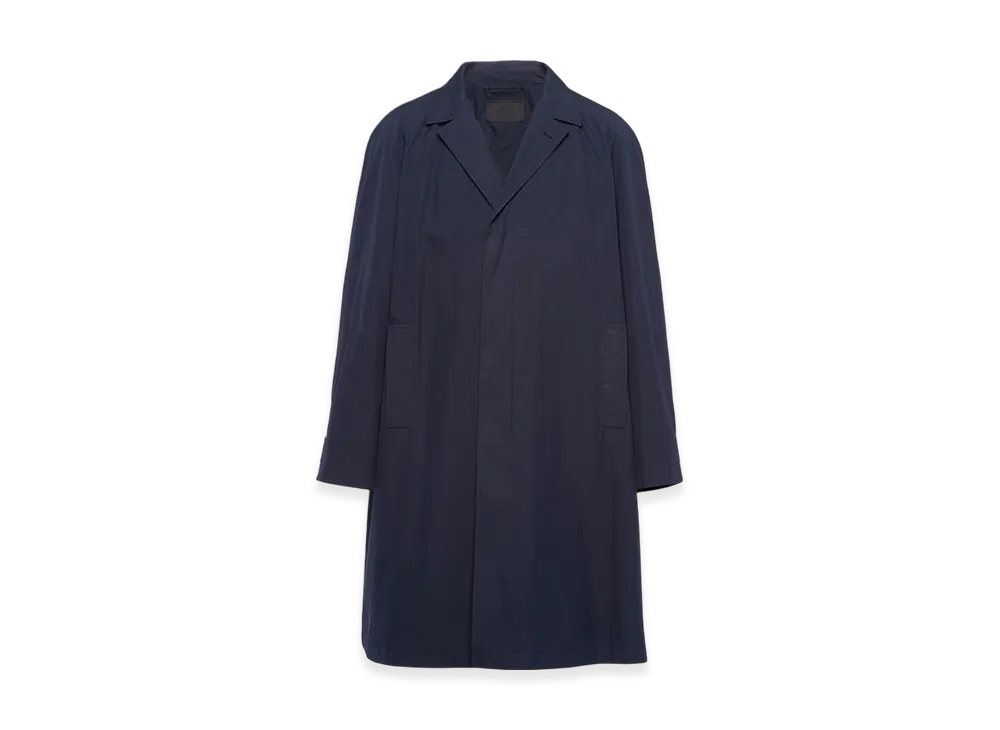 PRADA Cotton Blend Overcoat "Navy"