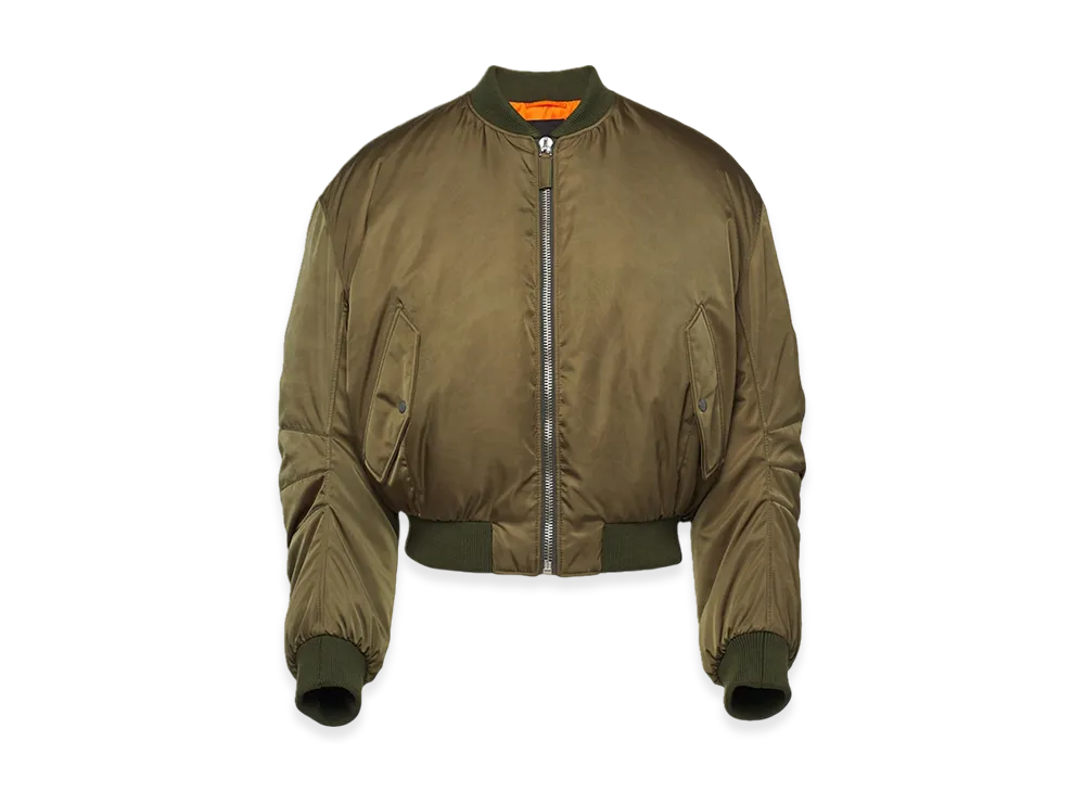 PRADA Cropped Re-Nylon Down Jacket "Military Green"