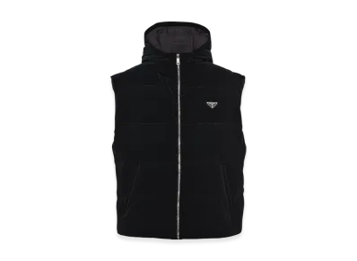 PRADA Hooded Technical Fabric Down Vest "Black"