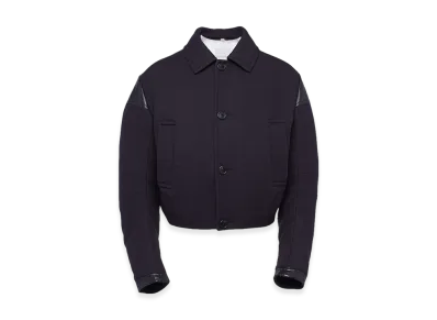 PRADA Cropped Wool Blend Down Jacket "Navy"