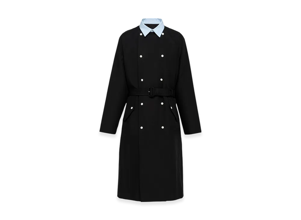 PRADA Cotton Raincoat "Black/Sky Blue"