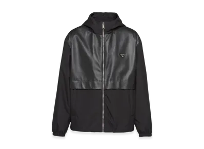 PRADA Silk and Leather Blouson Jacket "Black"