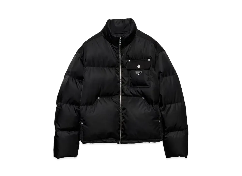 PRADA Men's Cropped Re-Nylon Down Jacket "Black"