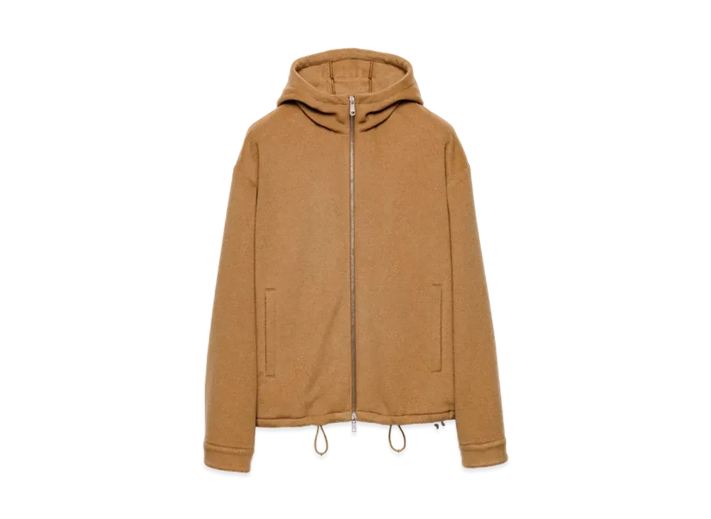 PRADA Men's Camel Hair Hoodie Jacket "Beige"