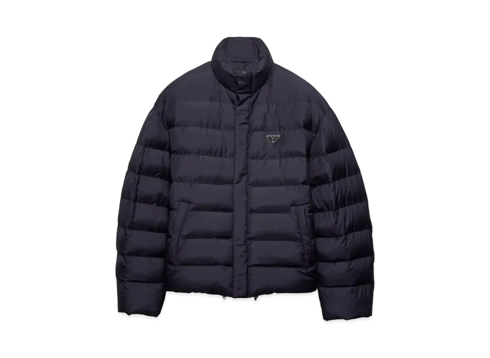 PRADA Men's Cropped Technical Fabric Down Jacket "Navy"