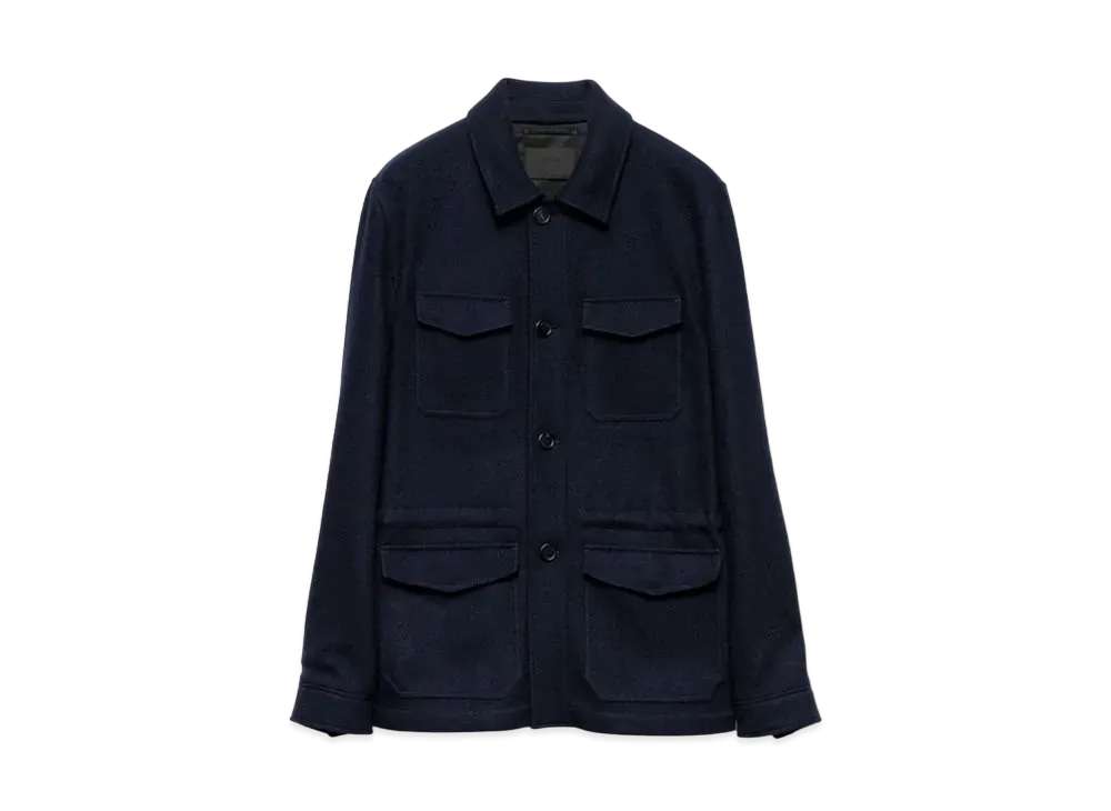 PRADA Men's Wool And Cashmere Safari Jacket "Navy"