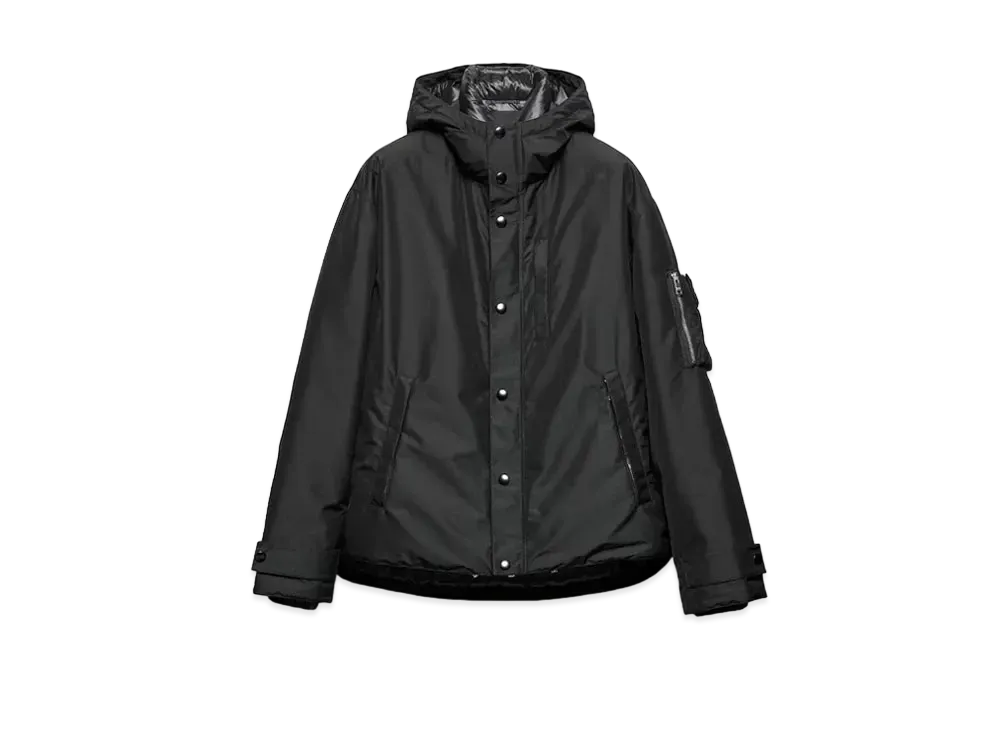 PRADA Men's Technical Fabric Down Jacket with Hood "Black"