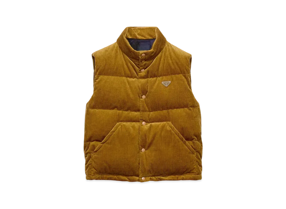PRADA Men's Corduroy Down Vest "Sand Beige"